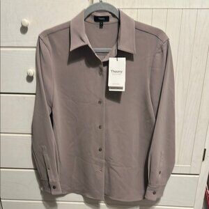 Theory Taupe Button-Up Shirt
